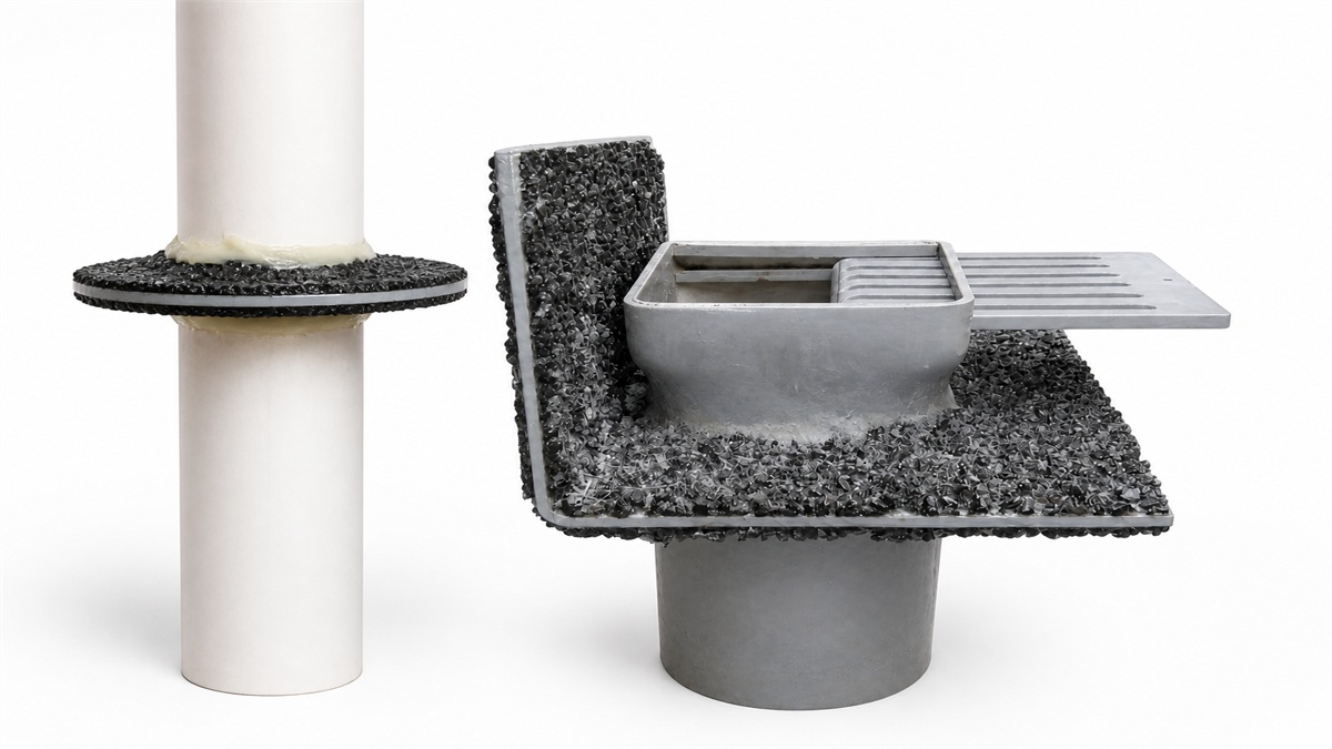 Custom PVC fabrication products including puddle flanges, floor traps and rain water khurra