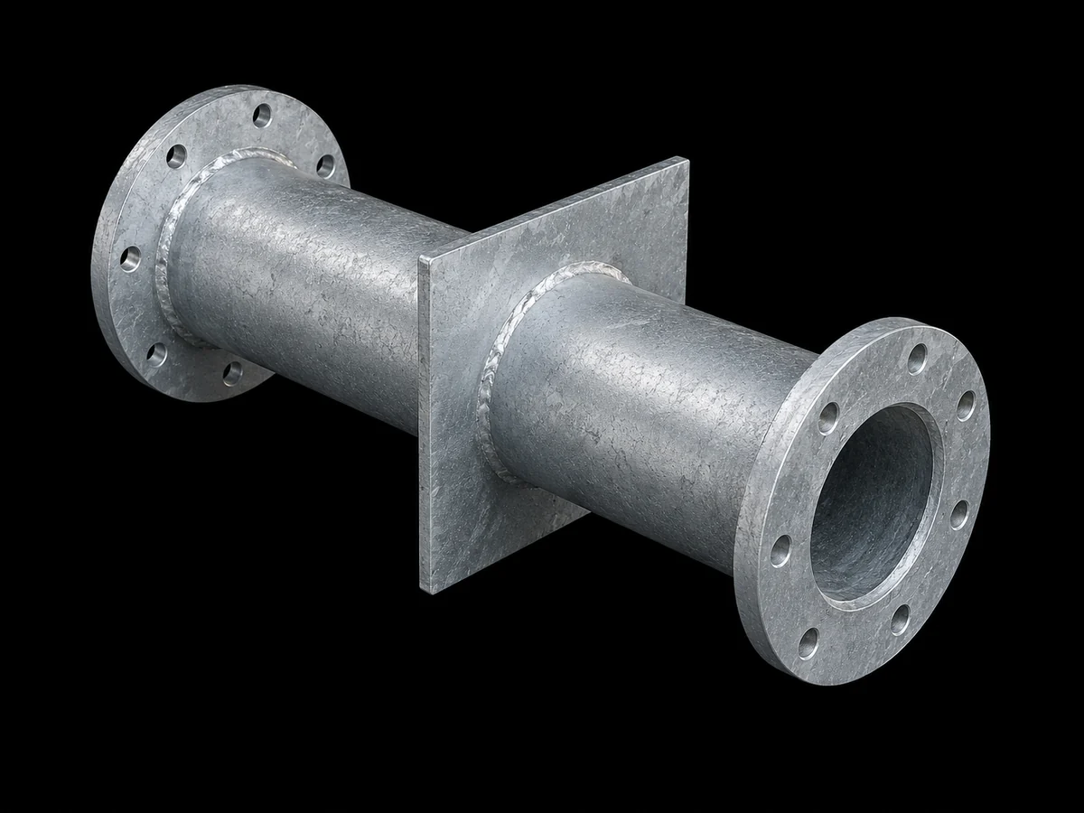 Custom fabricated PVC puddle flange for concrete wall and tank pipe penetration